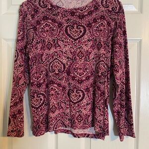 St. John's Bay Burgundy Paisley Long Sleeve Top